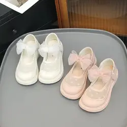 Girls' Leather Shoes 2023 Summer New Children's Mesh Splice Fashion Princess Shoes Girls' Soft Sole Breathable Single Shoes