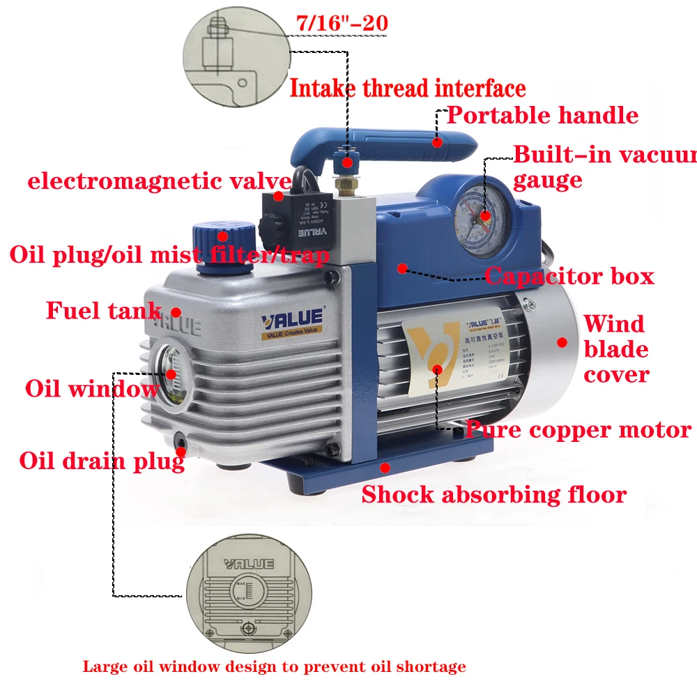 VALOR-Bomba De Vácuo Compressor, Ar Condicionado, Máquina De Laminação,  Bomba De Diafragma Para Refrigerante R32, 1234YF, V-i125-R32