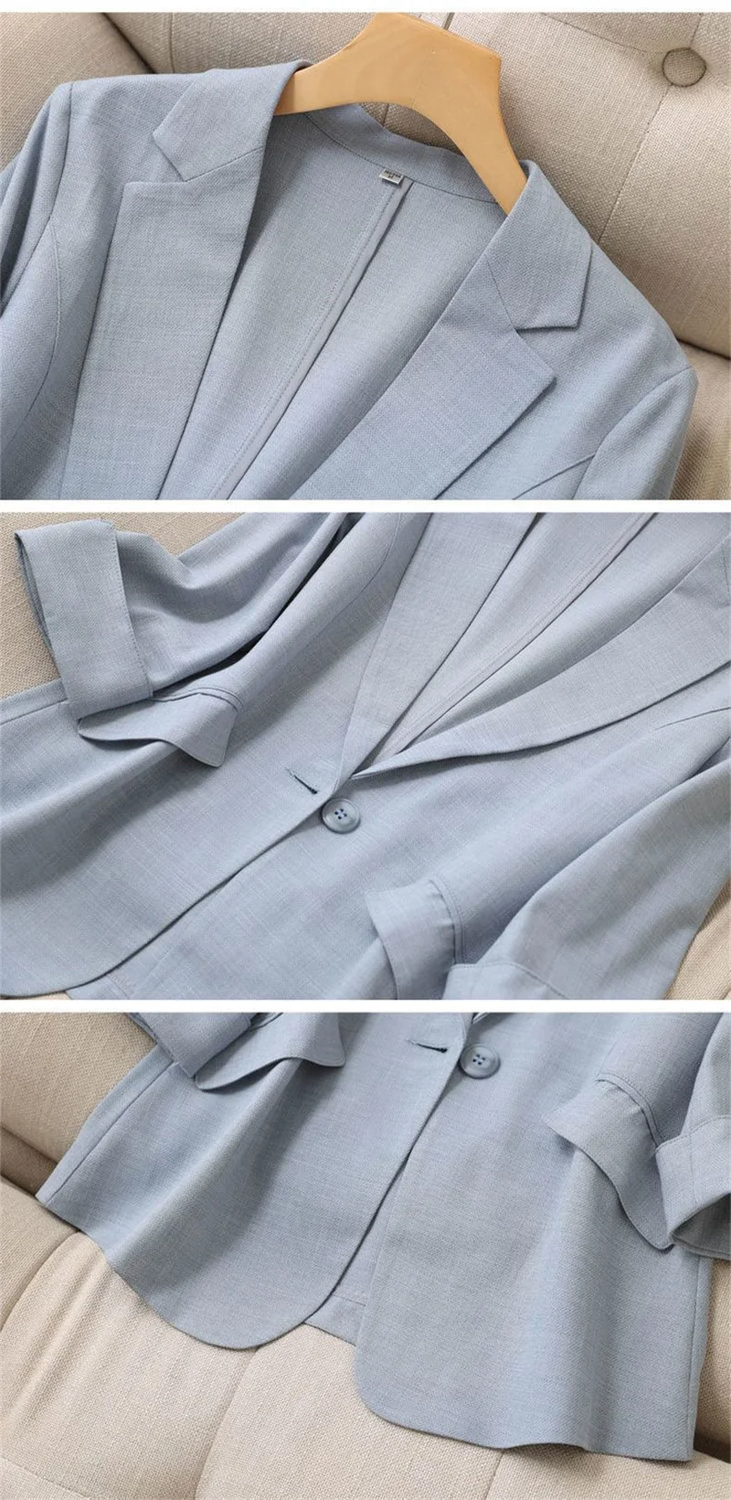 Spring Summer Women Seven Points Sleeve Small Suit Coat Korean Female Solid Color Blazer Jacket Ladies New Leisure Fashion Tops