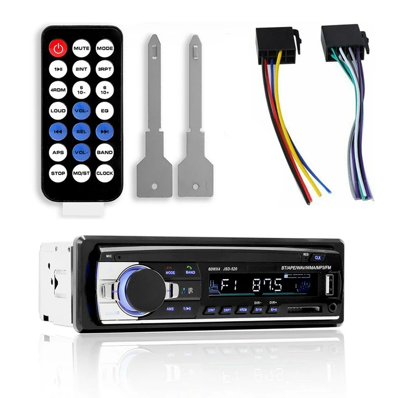 

8X 1 DIN Bluetooth Car Stereo Audio In-Dash Handsfree FM Aux Input Receiver SD USB MP3 Radio Player With Remote Control