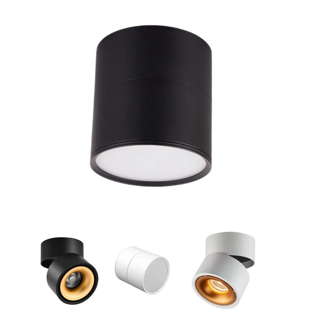 

Dimmable Bridgelux COB LED Surface Mounted Ceiling Spotlight Anti-glare Rotating Downlight 220V Gold White Black Spot Ceil Lamps