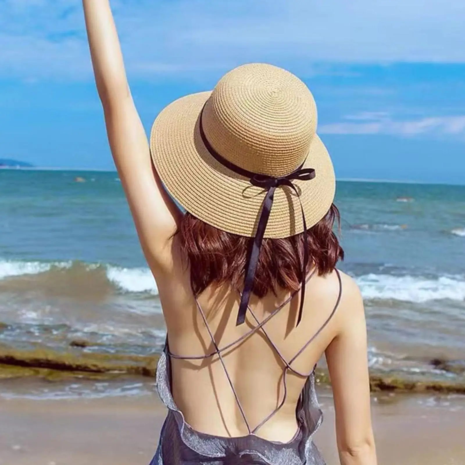 Sun Hat Summer Straw Big Wide Brim Foldable Beach UV Protection Ladies Outdoor Travel