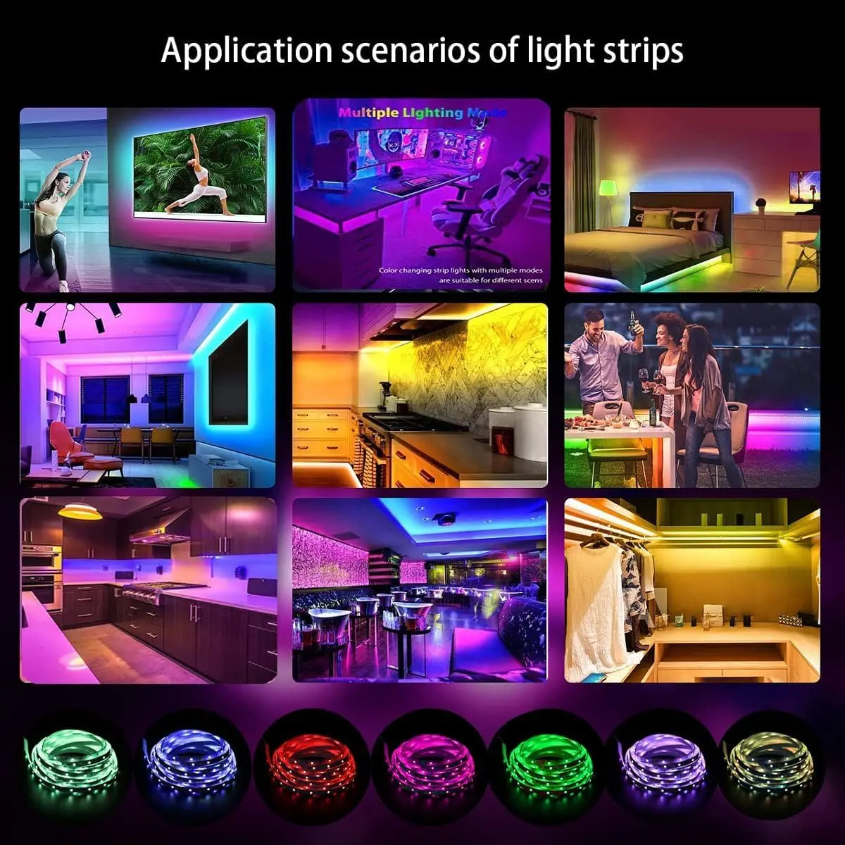 5v5050 Bluetooth/infrared LED set with 24 keys remote control and application control, used in bedrooms, families, parties and festivals. 2