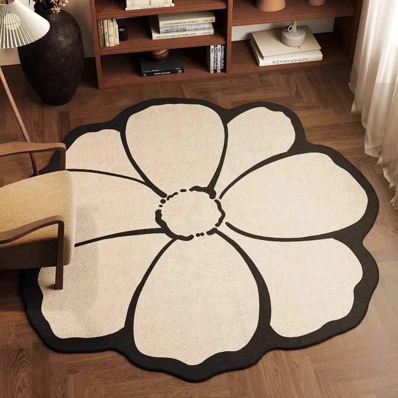 Irregular Shape Living Room Carpet Large Area Floral Shape Bedroom Rugs Advanced Light Luxury Decoration Coffee Table Floor Mats