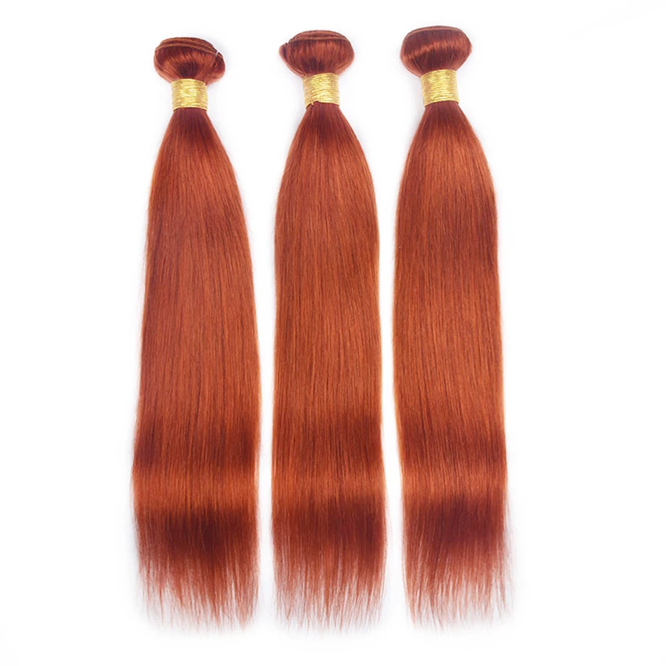 Miss Rola Brazilian Straight Human Hair Weaving Bundles Ginger Orange Brown Red Ombre Remy Hair Extensions Double Wefts