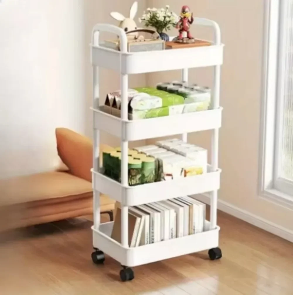 Household Multi-layer Small Cart Storage Rack Floor To Floor Kitchen Bedroom Bathroom Storage Rack Storage Rack With Wheels 2