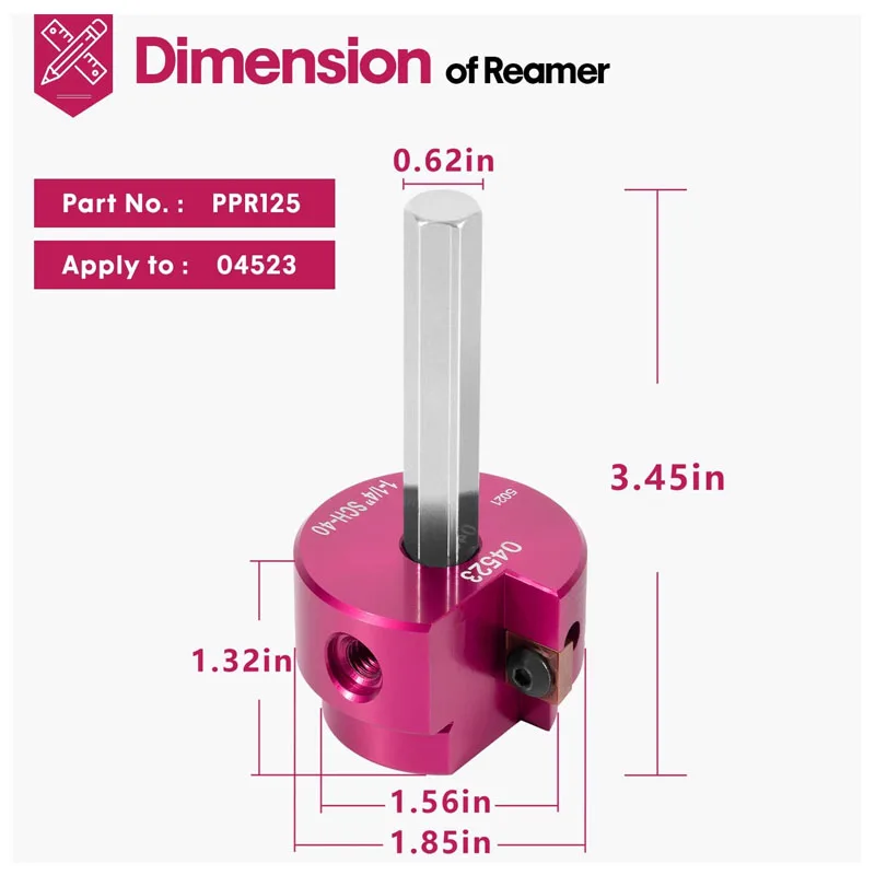 PPR125 PVC Pipe Reamerr with 3/8-Inch Hex Shaft 1-1/4-Inch Head, for 04523Pipe Fitting Tools Vent Lines, Drain Lines