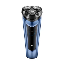 Men's Rechargeable Waterproof Electric Shaver - Powerful USB Beard Grooming Razor (Blue)