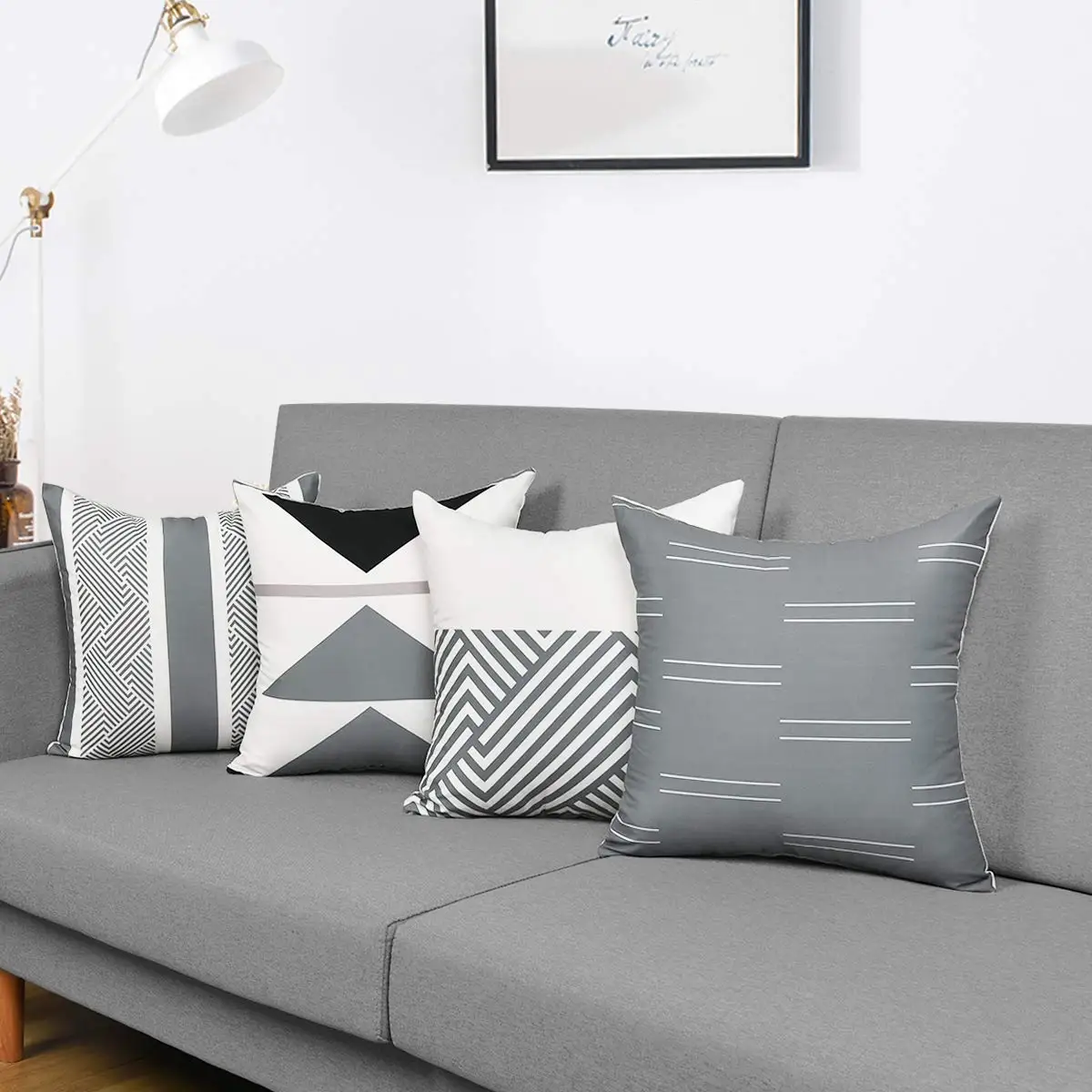 Nordic gray white geometric pillowcase home decoration living room sofa decoration cushion cover 40*40 car waist pillowcase 3