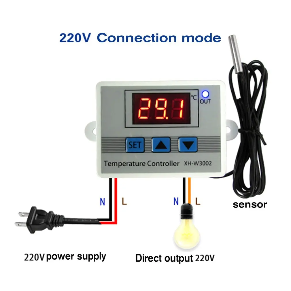 Temperature Controller XH-W3002 Led Microcomputer Digital Display Temperature Control Switch Thermostat Temperature Controller Control Switch Meter