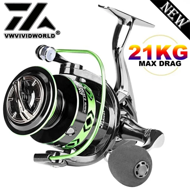 VWVIVIDWORLD,21KG Max Drag,Fishing Reel,Zinc Alloy Gear,Alloy Spool,Metal  Arm,Metal Foot,Spinning Reel,Carp Fishing,Saltwater