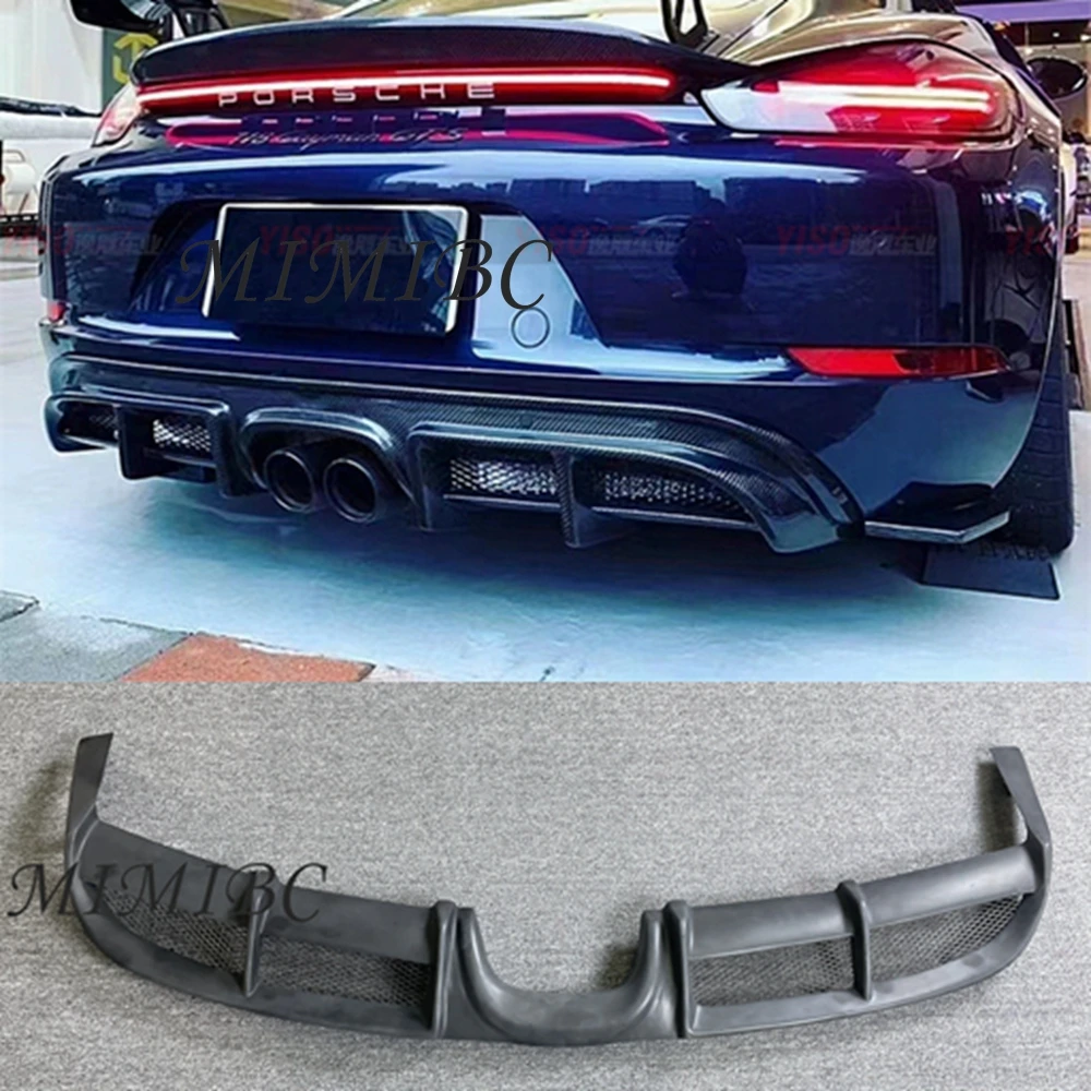 

FOR Porsche Cayman Boxster 981 2013-2015 High Quality Real Carbon Fiber Rear Trunk Lip Splitters Bumper Diffuser Protector