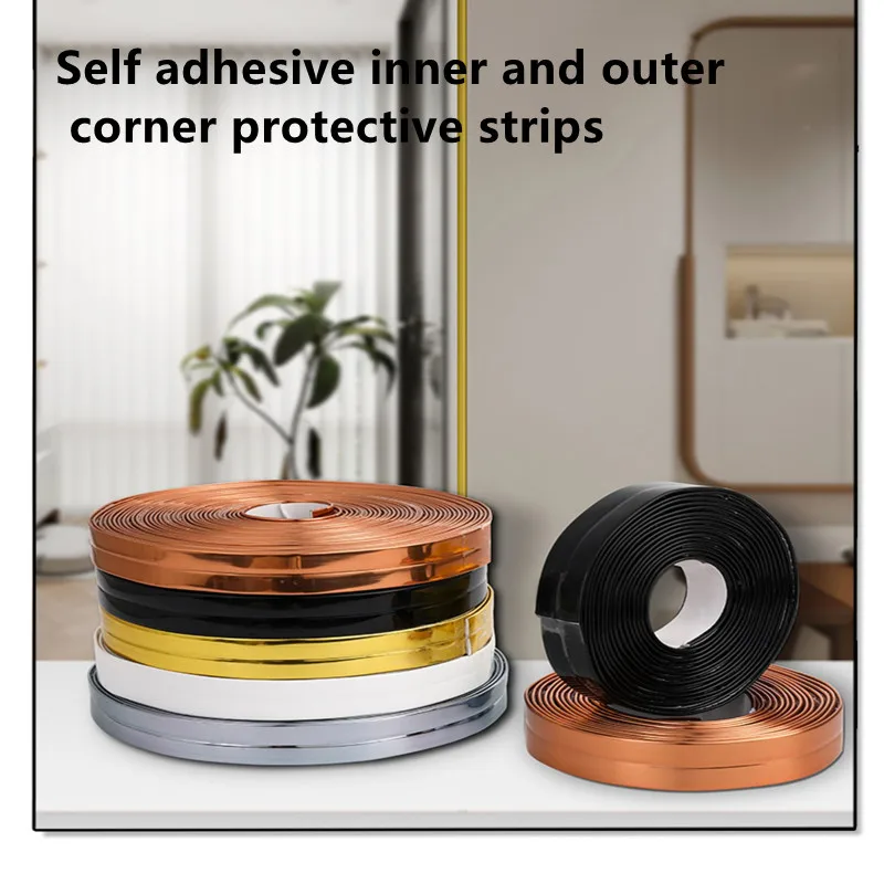 Pvc Linha de Decoração Auto-adesiva Parede Borda Faixa Móveis Telha Gap Etiqueta Decore Fita de Metal Fundo 10m