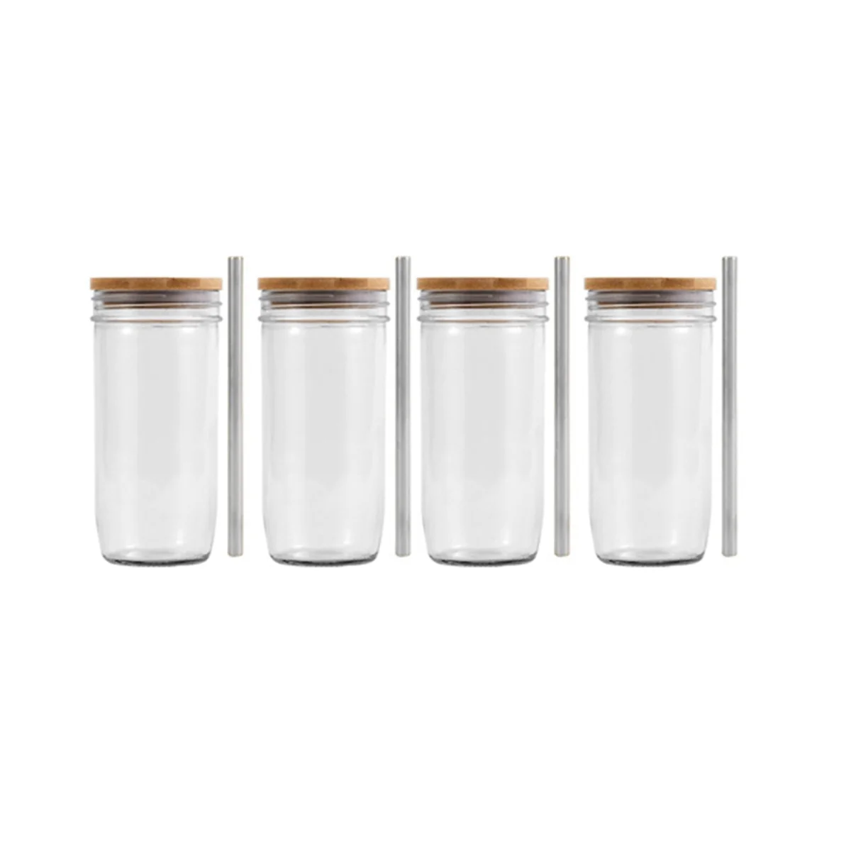 

24Oz Glass Tumbler Cup with Bamboo Lid and Straw Wide Mouth Mason Jar for Smoothies, Juice, Tea, Iced Coffee