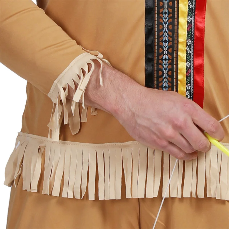 Men Cheap Native American Halloween Party Costume Indian Primitive Hunters Cosplay Suits Carnival Easter Purim Fancy Dress