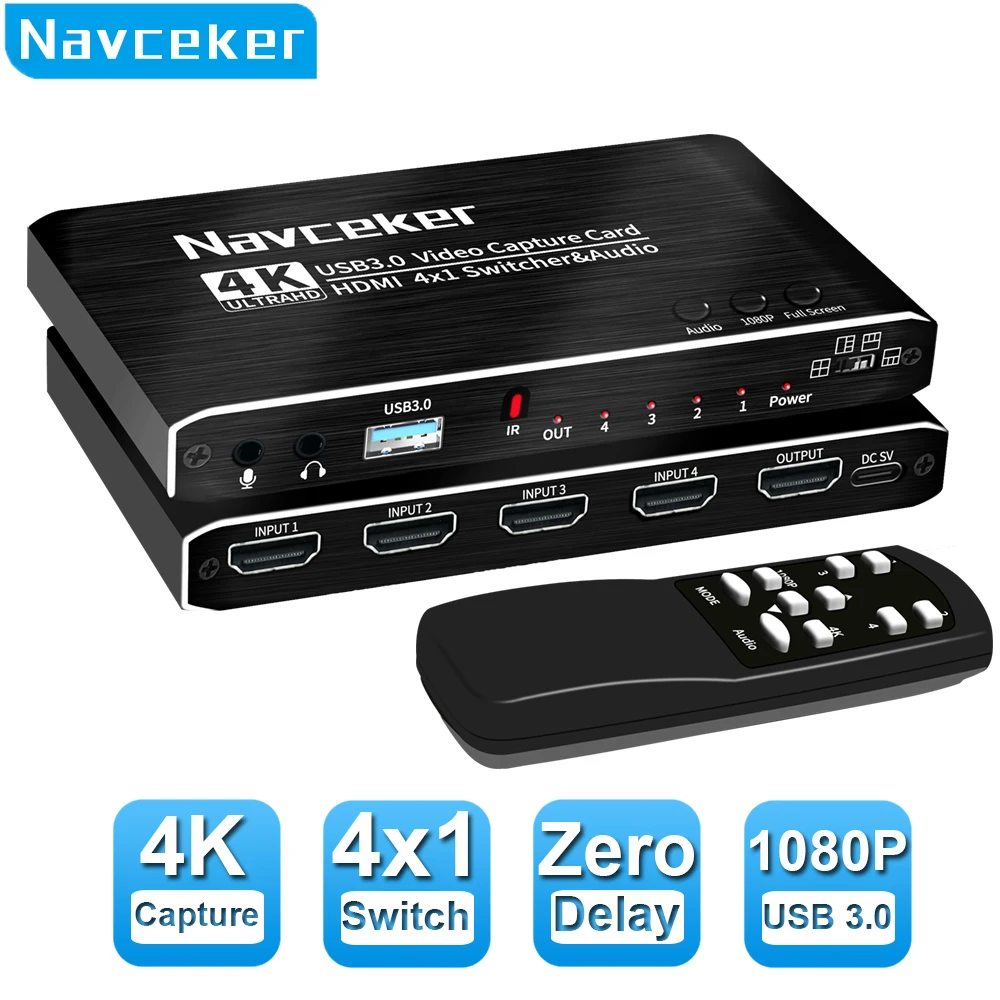 2023 4 Port 4K Video Capture Card USB 3.0 HDMI-compatible Grabber ...