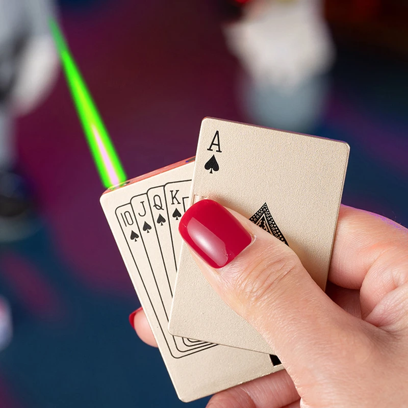 Poker Lighter Creative Playing Card Lighter Green Flame Poker Jet Torch