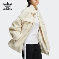 Adidas officiel authentique trois rayures femme laine d'agneau chaud col rabattu manteau HC6602 3