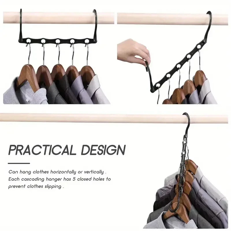 10/5Pcs Space Saving Magic Hangers Sturdy Plastic Holder Heavy Clothes Organizer For Dorms Apartments Small Closet