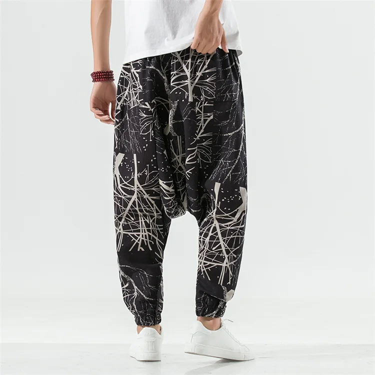 Sommer Nepal Drucke Baumwolle Leinen Jogger Männer Baggy Hippie Boho Gypsy Aladdin Cargo Hosen Yoga Harem Hosen Frauen – Detail 11