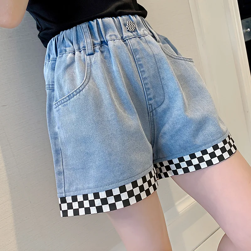 New fashion kid girl jeans short pants cartoon girls shorts summer kids children denim jeans shorts trousers 3-13Y