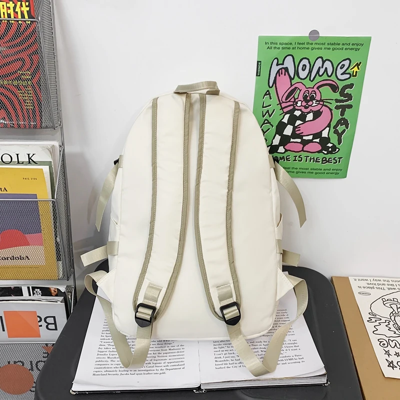 Mochila escolar gran capacidad para hombre y mujer, bolsa de viaje para ordenador portátil, escolar, a la moda, color blanco - AliExpress