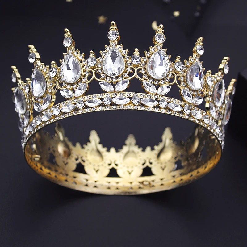 Baroque Round Diadem Royal Queen King Tiaras and Crowns Bridal Wedding Dress Crown Jewelry Accessories hair accessory jewelry accessories hair headdress bridal headwear hair band crown