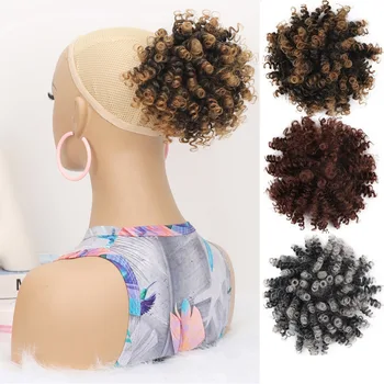 Zolin Capelli ricci sintetici Updos Chignon Afro Puff Coda di cavallo Estensione dei capelli Coulisse Capelli Panino Posticci per donne nere
