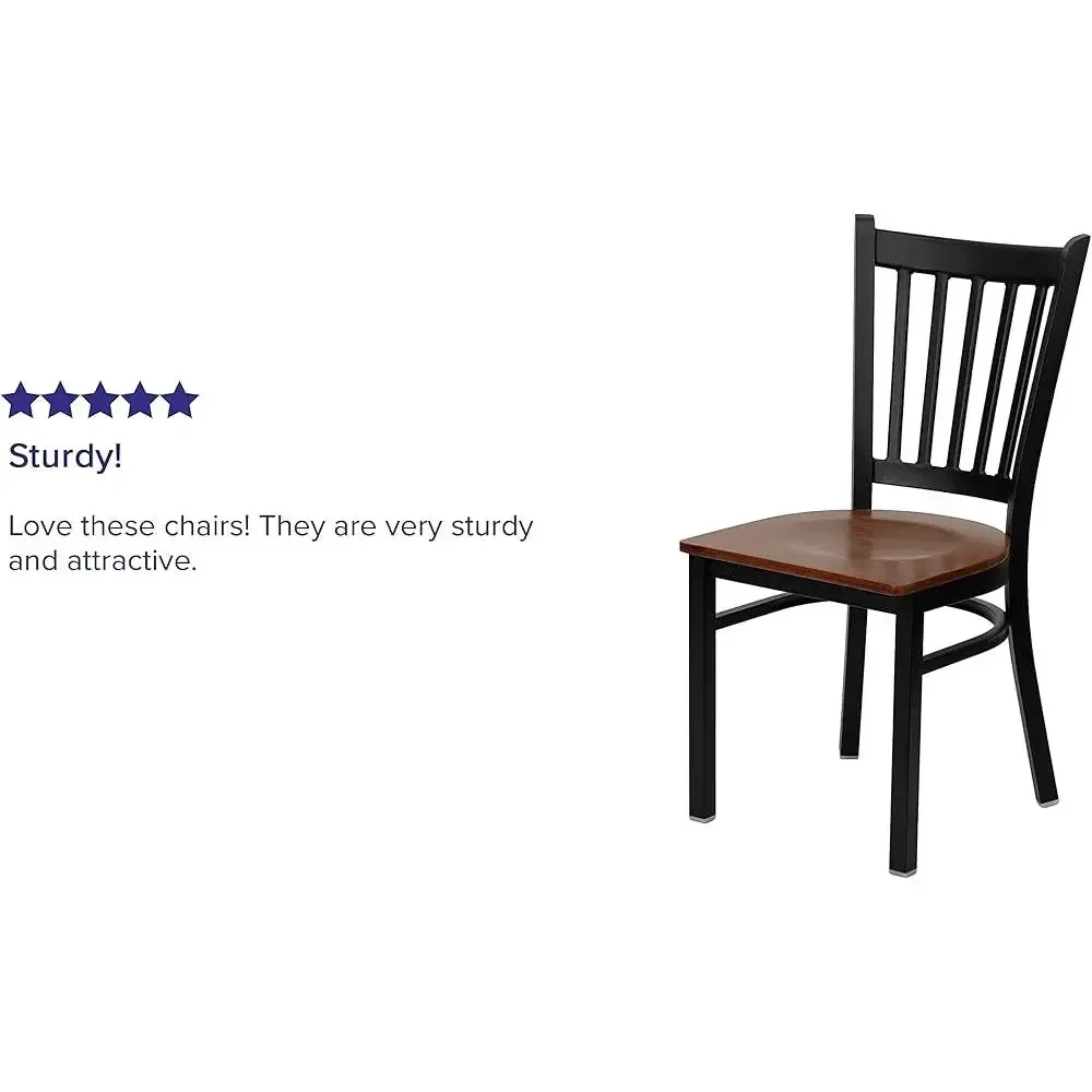 HERCULES Series Black Vertical Back Metal Restaurant Chair Cherry Wood Seat 5