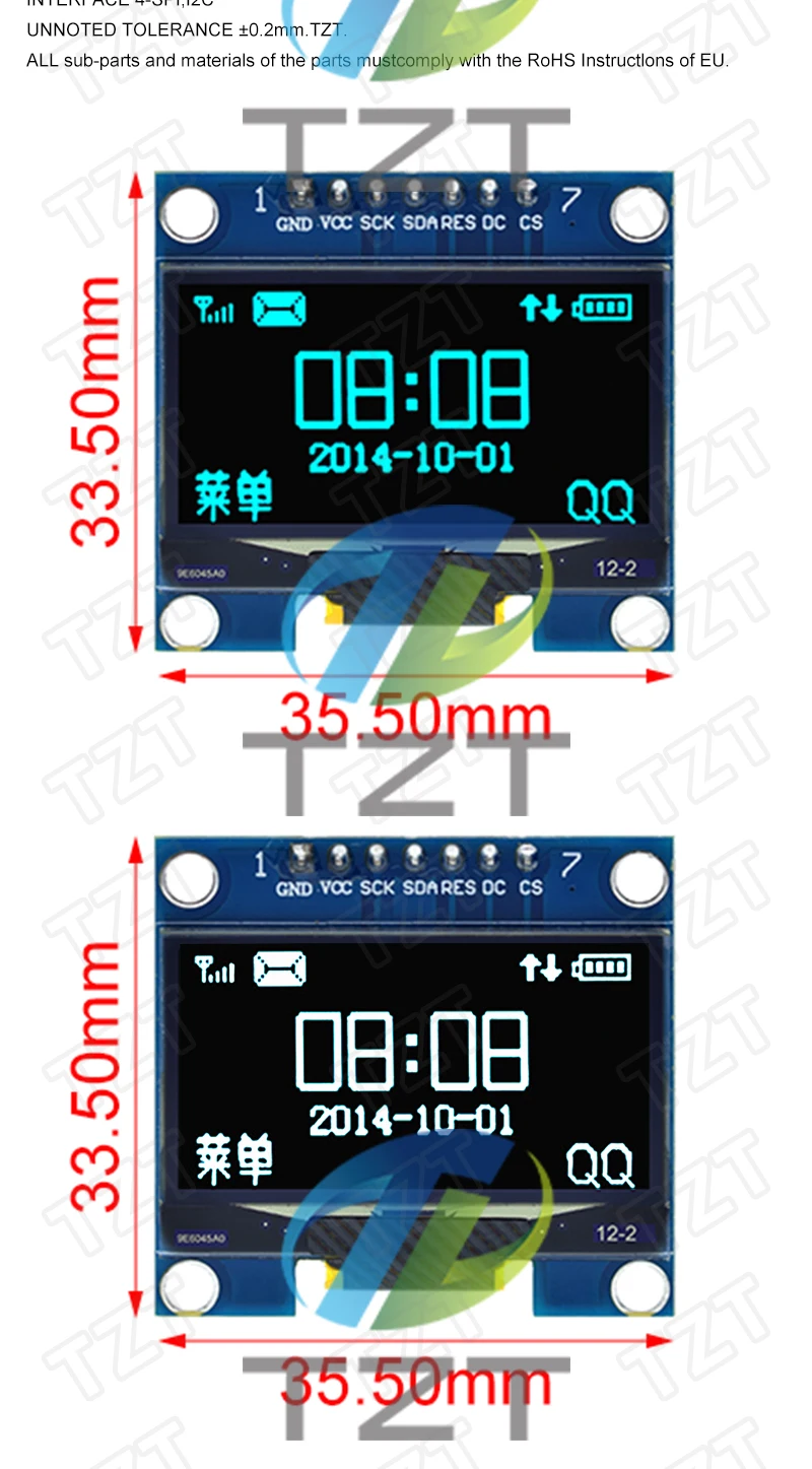 1,3-Zoll-OLED-Modul SPI/IIC I2C Kommunizieren Sie weiße/blaue Farbe 128 x 64 1,3-Zoll-OLED-LCD-LED-Anzeigemodul 1,3-Zoll-OLED-Modul – Detail 9