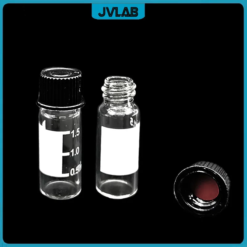 

Chromatography Vial 1.5ml With 8mm Black Cover & Septa Clear Automatic Parse Sample Bottle For Chromatography Experiment 100/PK