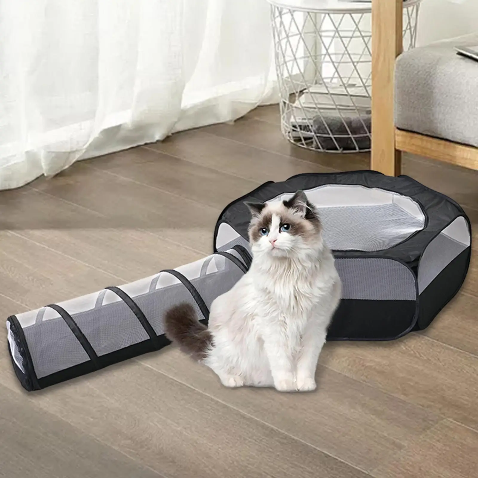 Cat Tunnel Cage House 2 in 1 Interactive Foldable Outside Play Tent And Tunnel For Bunnies Kitten Rabbits Hamster Ferrets small pet tunnel hamster cage tunnel