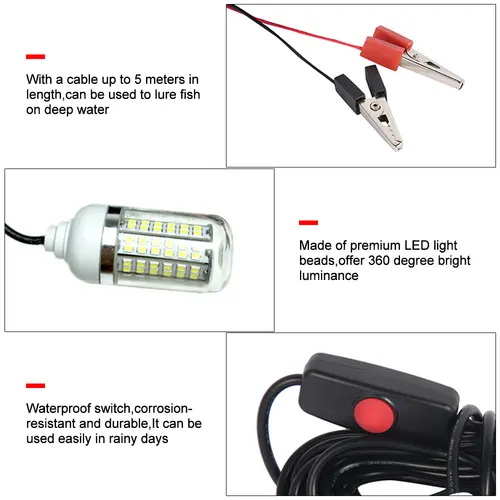 LED 낚시용 루어 어군 탐지기 램프, 12V, 100W, IP68, 108 led 2835SMD, 새우, 오징어 크릴, 4 색 수중 조명 4
