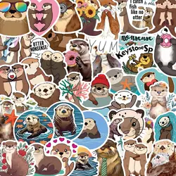 Cute Cartoon Animal Otter Stickers - Creative DIY Decals for Water Cups, Stationery, and Scrapbooks (50PCS)