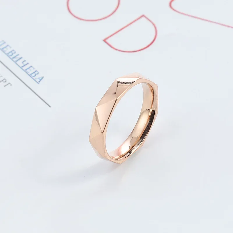 Fashion Jewelry New Titanium Steel Men's and Women's Simple Personality 4MM Grinding Couple's Ring 2