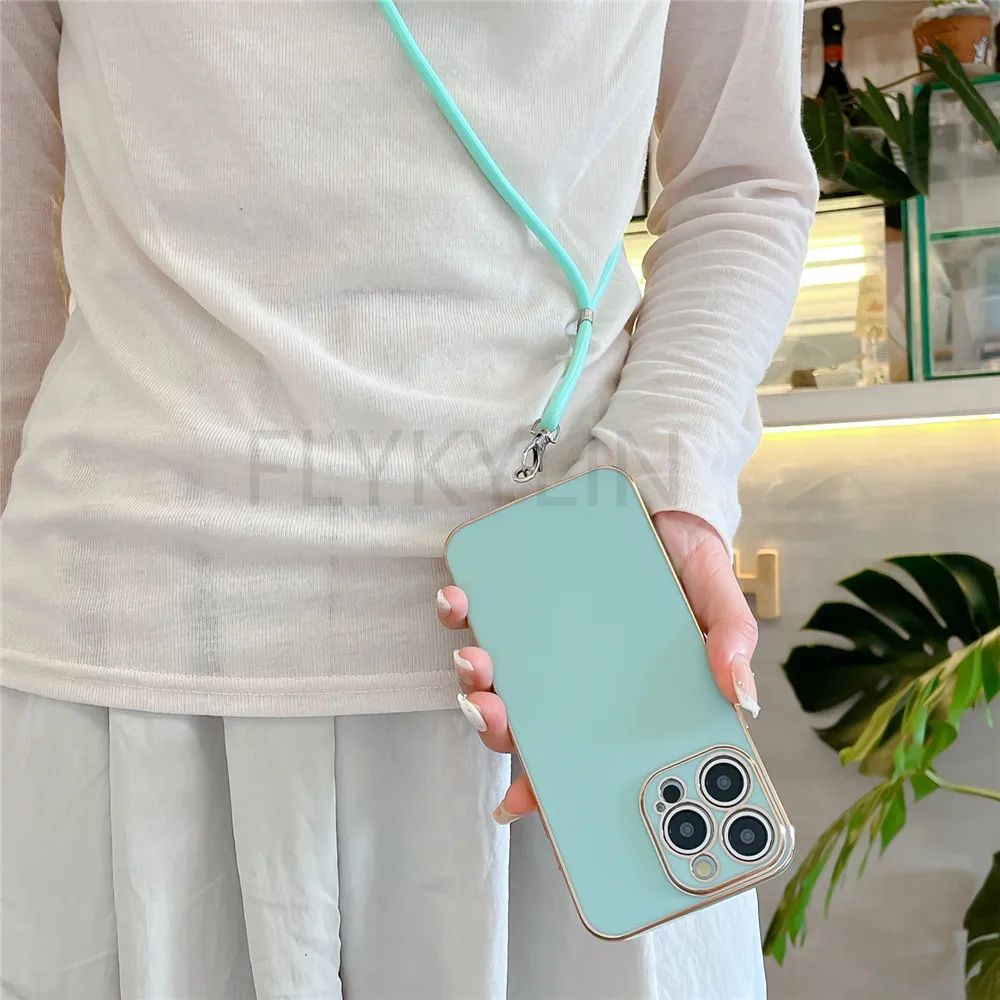 Luxury Plating Crossbody Lanyard Strap Silicone Phone Case