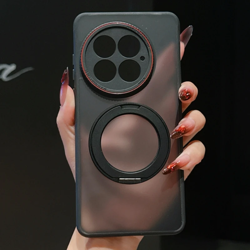 Luxury Matte Magnetic Wireless Charging Case Cover with Bracket Holder