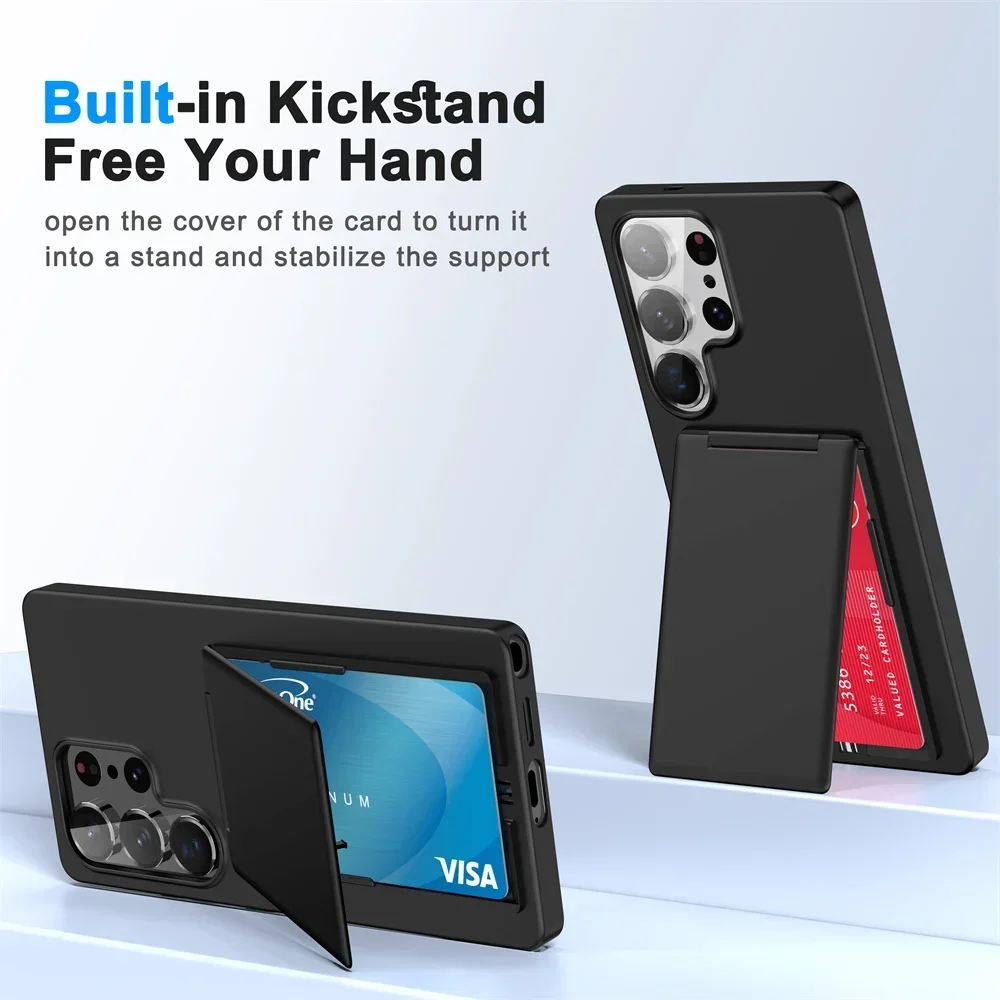 Shockproof Wallet Phone Case with Card Holder and Kickstand
