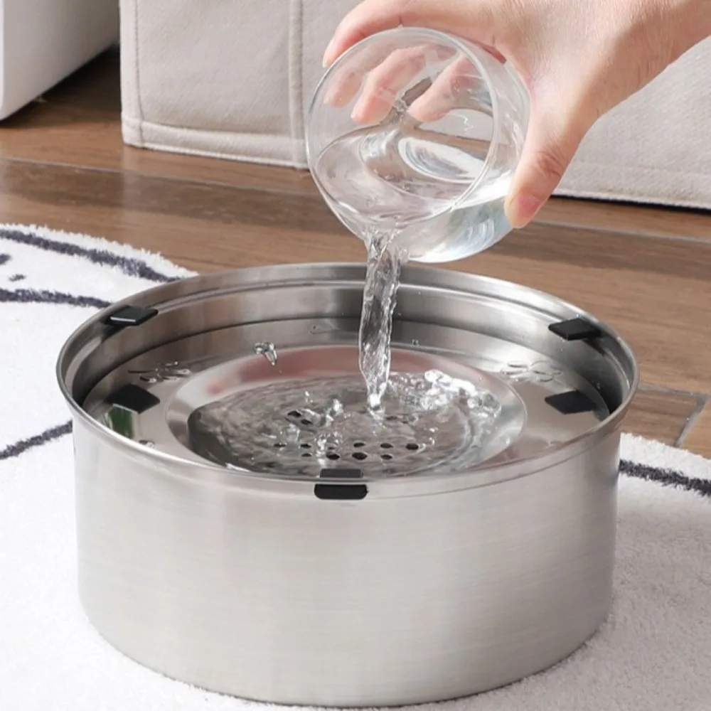 Stainless Steel Dog Water Bowl Anti-Spill Non-Slip Base Pet Water Feeder Portable Anti-Splash Dog Water Dispenser Outdoor