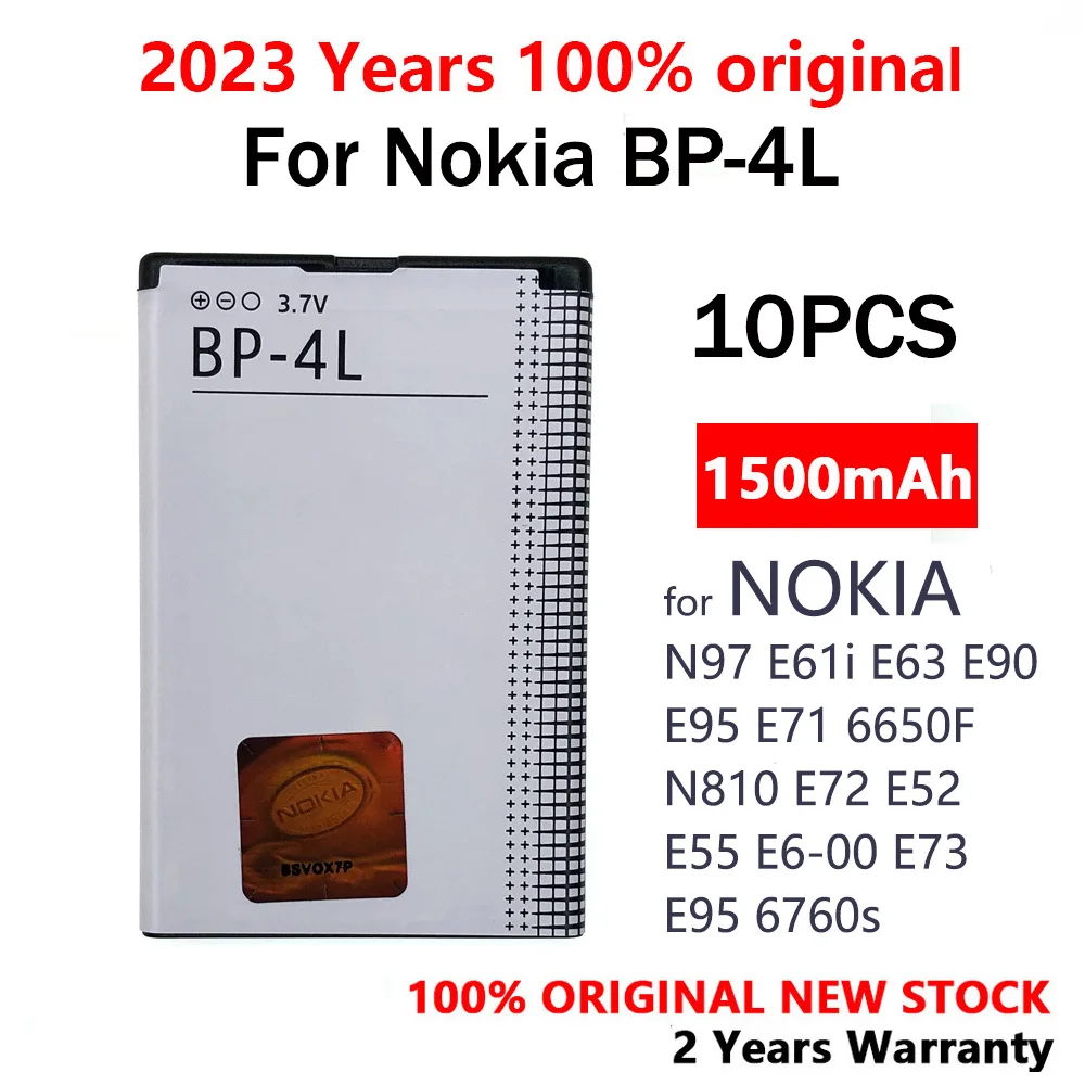 100% Originale 1500Mah Bp-4L Bp4L Bp 4L Nuova Batteria Per Nokia E61I E63 E90 N810 E72 E52 E71 6650F Nuove Batterie Originali