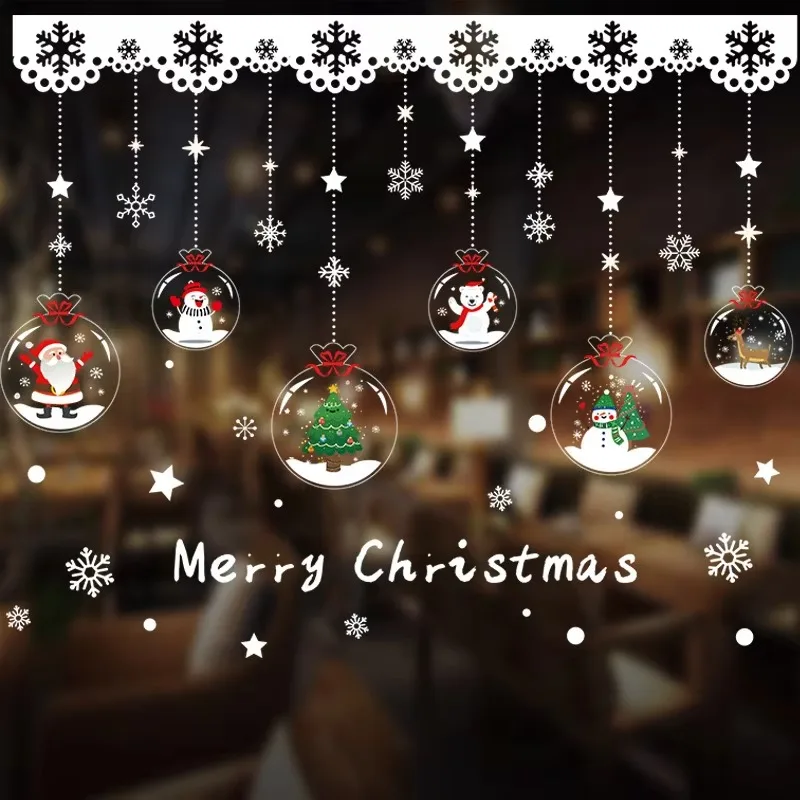 Festive Holiday Wall & Window Sticker Ornaments with Garland Accents