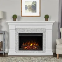 Deland Grand Electric Indoor Fireplace with Remote Control, Realistic Infrared Fireplace with Heater 2