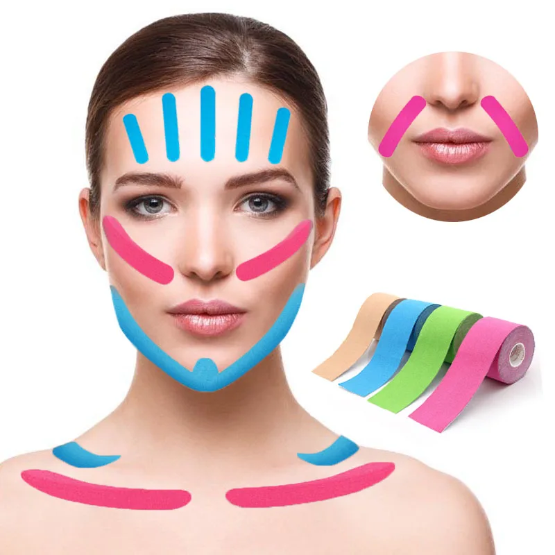 5CM x 5M Kinesiology Tape For Face V Line Neck Eyes Lifting Wrinkle Remover Sticker Tape Facial Skin Care Tool Elastic Bandage barbertop paper roll holder disposable neck strip tissue collar tape dispenser sucke storage box barber accessorie