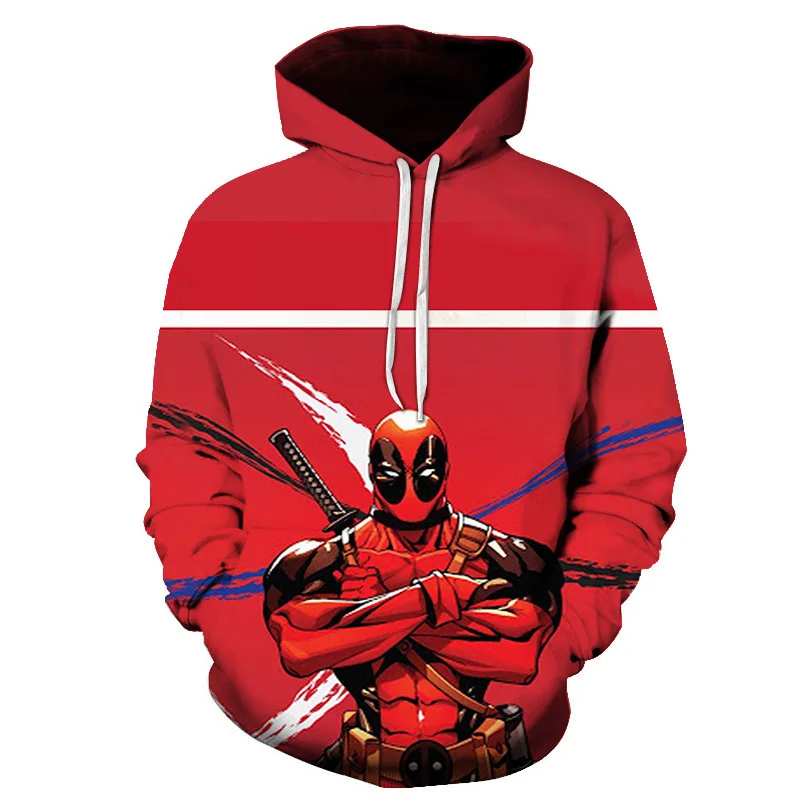 thumbnail image 4 of Sudadera con capucha suelta Marvel Spider-Man Deadpool con impresión digital 3D, moda deportiva para hombres y mujeres, jersey de hip hop, informal, de manga larga, 4 of 5