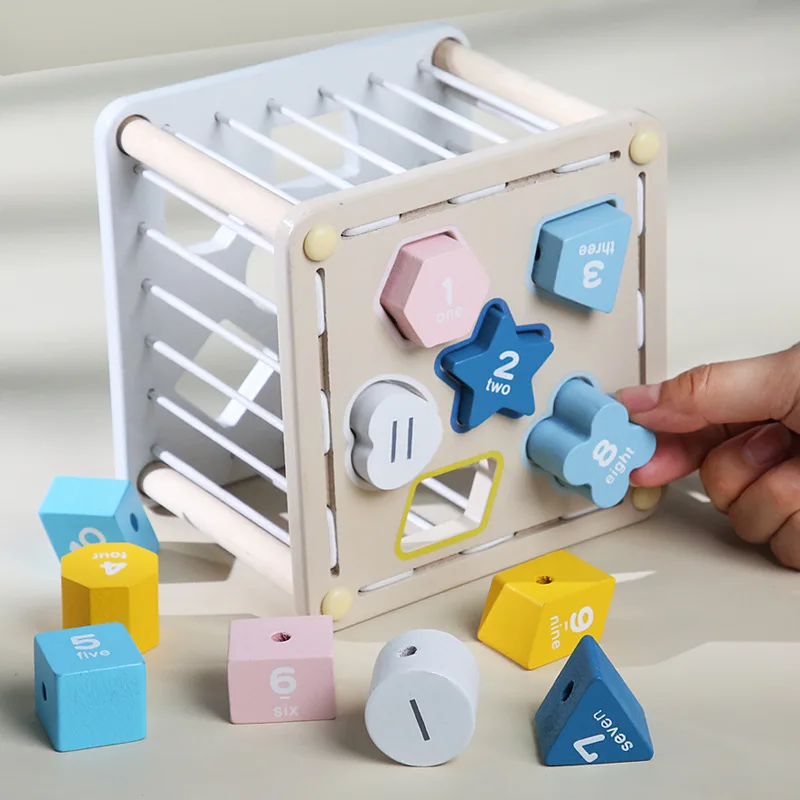 

Montessori Colorful Shape Blocks Game Colorful Sensory Cube Toys With Elastic Bands For Fine Motor Skills Educational Toys