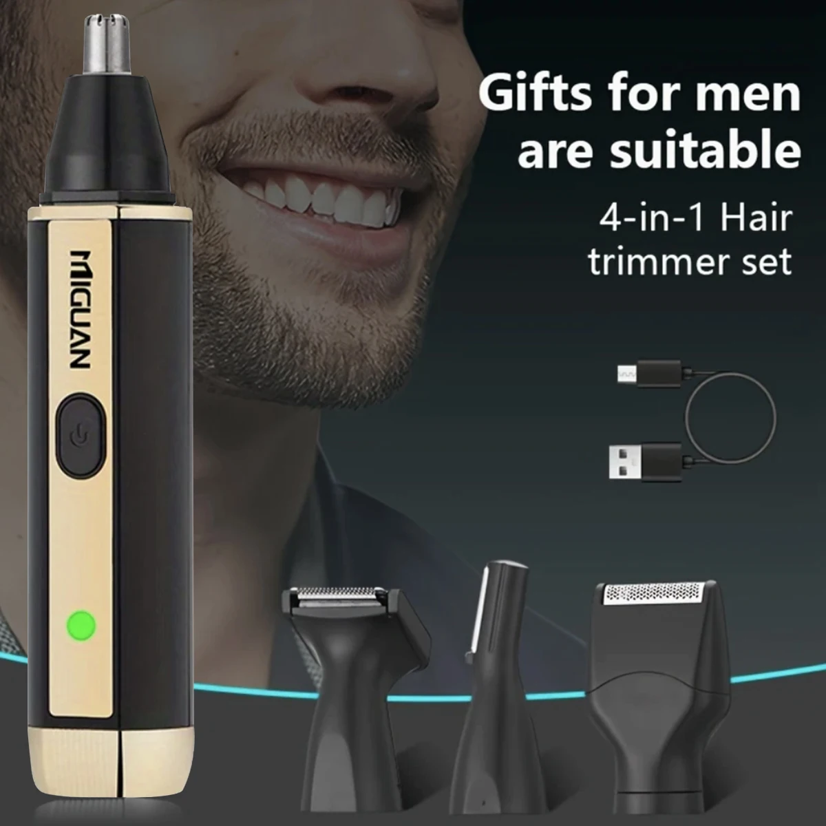 رجل ماكينة حلاقة كهربائية 4-IN-1 أداة تهذيب اللحية...