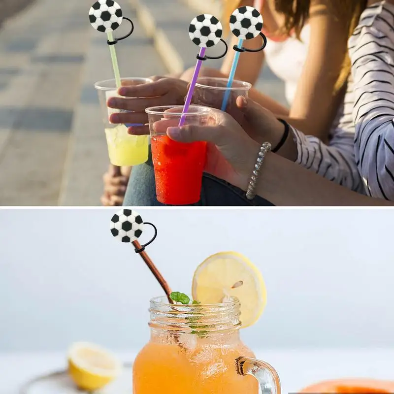 Silicone Straw Topper Unique Ball Shape Food Grade Silicone Caps 10pcs Cup Straw Toppers For Parties Travel Camping Daily Life