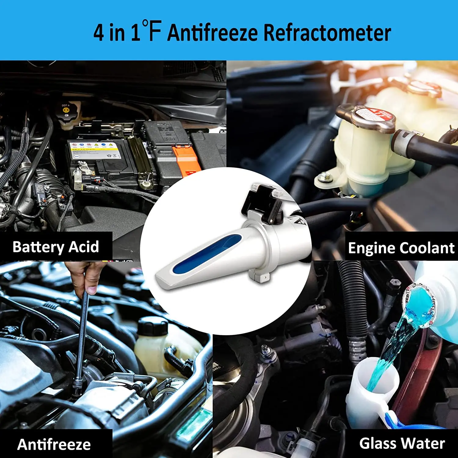 Réfractomètre pour liquide de refroidissement de voiture 4 en 1, testeur de  liquide de refroidissement, réfractomètre pour l'état du fluide, testeur de  liquide de refroidissement Glycol - AliExpress