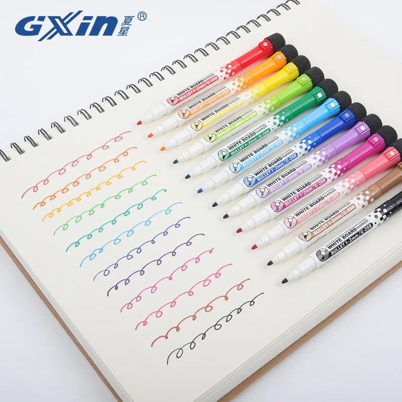 컬러풀 화이트보드 마커 세트(자석 지우개 포함) 8/12개입, 쉽게 지워지는 드라이 와이프, 1-2mm 팁, 블렛 포인트, 세척 가능한 잉크 A3372