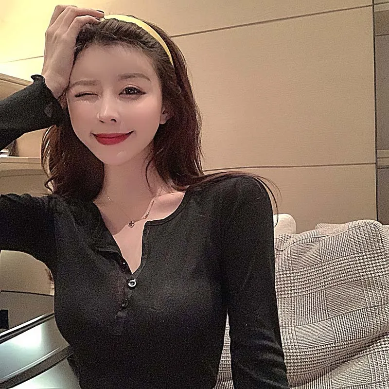 ตัวเลือกสินค้า เสื้อแขนยาวแฟชั่นเกาหลี ผ้าฝ้ายใส่สบาย